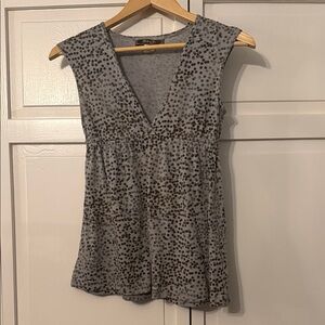 Belle Du Jour Gray and Brown Patterned Blouse